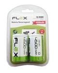 Pilha Recarregável D Flex 4500mah (grande) com 2 unidades.