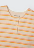 Macacão Manga Curta Listra Laranja Hering - Feminino