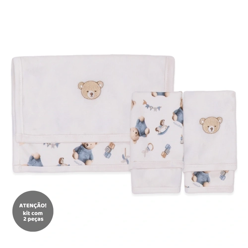 Kit de 2 Toalhas de Boca Ursinho Suedine com Forro Atoalhado Masculino - Brinquedos Masculinos