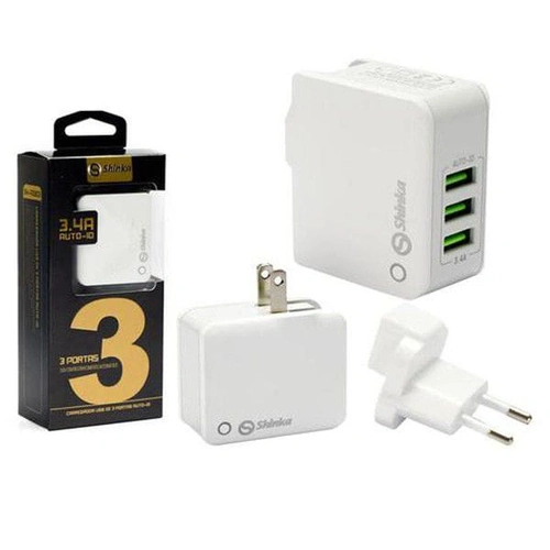 Carregador de Tomada Shinka com 3 Saídas USB 5V 3.4A - AD0342