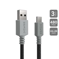 Cabo Usb a 2.0  Macho P/ Usb Tipo-c - Conec. Cinza - P/ Ps5 - 3m - Nylon - Cbpy03c