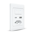 INTERRUPTOR INTELIGENTE WIFI COM TOMADA + USB + USB TIPO C KS824 AGL