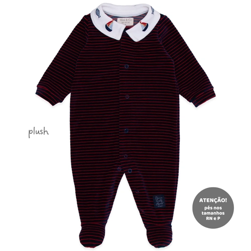 Macacão Manga Longa Listrado Plush Masculino – Navy