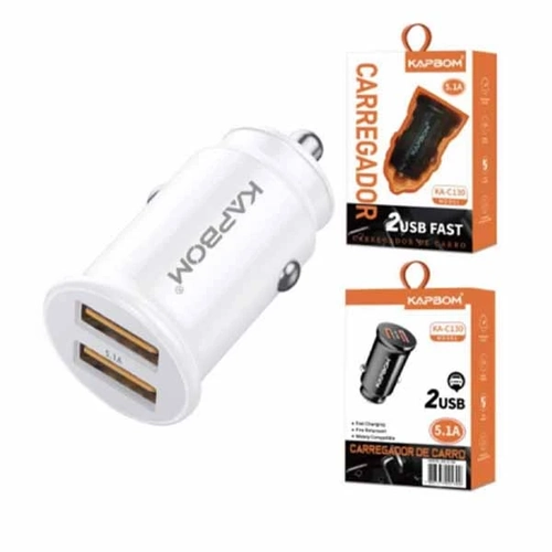 Carregador Veicular C/ 2 Usb 5.1a Ref. Ka-130 Branco