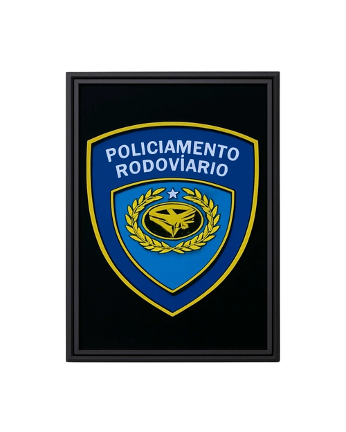 Brasão Emborrachado Retangular Colorido - Policiamento Rodoviário