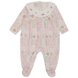 Macacão Manga Longa com Gola Babado Suedine Feminino – Patchwork