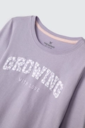 Blusinha Manga Longa Growing Lilás Hering - Feminina