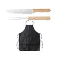Kit Churrasco 3 Peças Aço Inox Com Avental Faca e Garfo Grillrelax