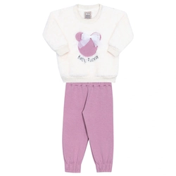 Conjunto Moletom Peluciado Baby Randa Off White Randa Mundu - Feminino