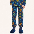 Conjunto Pijama Malha Manga Longa Estampado Monster Squad Azul Fakini - Masculinho