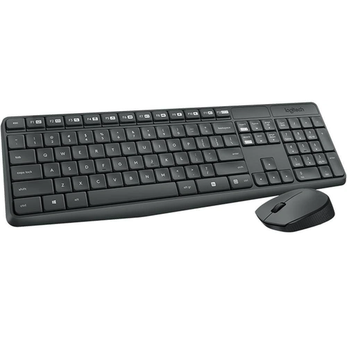 Kit Teclado e Mouse Logitech MK235, Conexão USB, Pilhas Inclusas e Layout ABNT2, Sem Fio, Preto - 920-007903