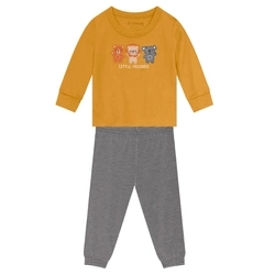 Conjunto Camiseta e Calça Jogger Little Friends Mostarda Brandili - Masculino