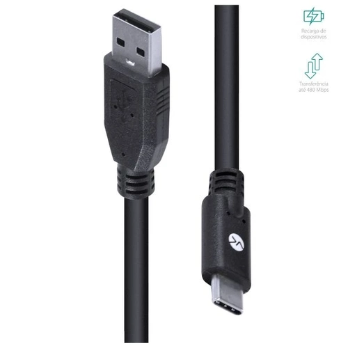 CABO USB TIPO C X USB A MACHO 2.0 1,8 METROS - C20UAM-2 - VINIK