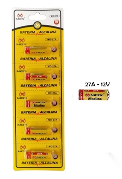 Bateria Alcalina 27A - Mox 12V. cartela com 5 unidades.