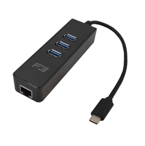Cabo Adaptador USB-C 3.1 Type-C, Para Hub 3 Portas USB 3.0, com Rj45 10/100/1000 Mbps JC-TYC-R03