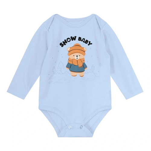 Body Manga Longa Snow Baby Azul Brandili - Masculino