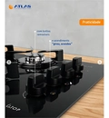 Cooktop 4 Bocas Atlas Preto Com Mesa De Vidro U Top Bivolt 110V/220V