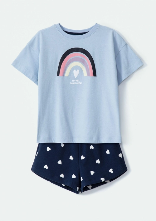 Conjunto Camiseta Manga Curta e Shorts Arco-Iris Hering - Feminino