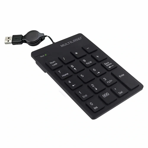 Teclado Numérico Multilaser com Fio Retrátil USB Preto - TC198