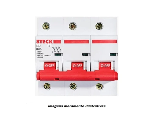 Disjuntor trifasico Steck curva C 80A