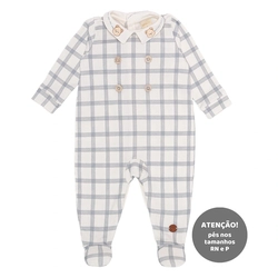 Macacão Manga Longa Estampado com Gola Bordada Suedine Masculino - Ursinho e Cavalinho