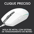 Mouse Gamer Logitech G203, LIGHTSYNC, Branco - 910-005794
