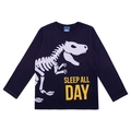 Camiseta Manga Longa Dinossauro Sleep All Day Marinho - Masculina