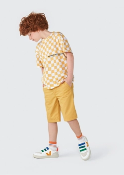 Camiseta Manga Curta Amarelo Quadriculada Hering - Masculina