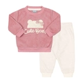 Conjunto Blusa e Calça em Pelinho Cute Bear Rosa Tileesul - Feminino