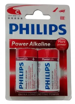 PILHA C ALCALINA CARTELA C/2 - PHILIPS