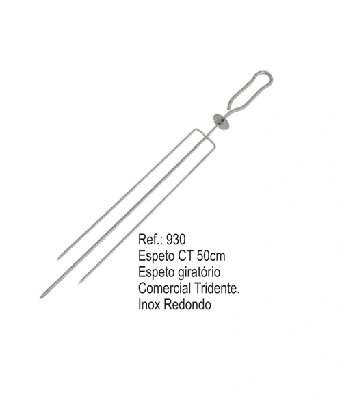 Espeto Giratório Ct 50cm Tridente Redondo