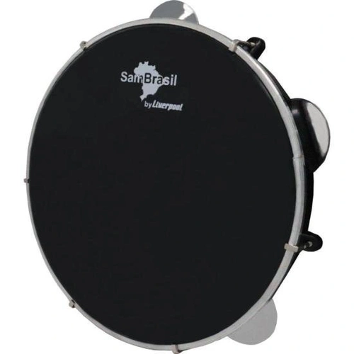 Pandeiro 10” Premium Pele Preta Sambrasil Liverpool Preto