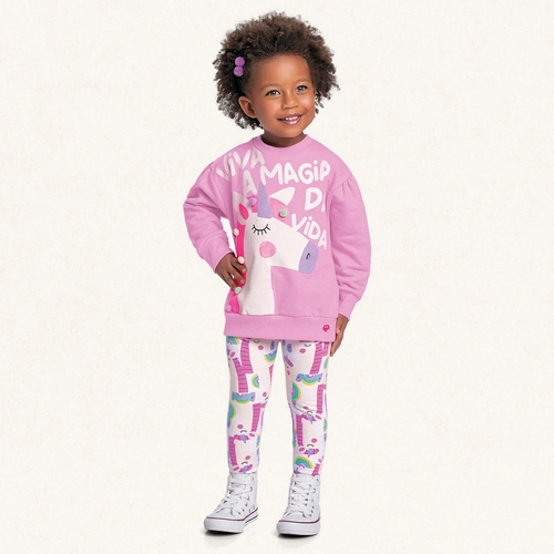 Conjunto Blusa Moletom e Legging Viva a Magia Fakini - Feminino