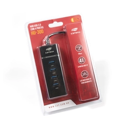 HUB C3Tech USB 3.0 4 Portas Preto - HU-300BK