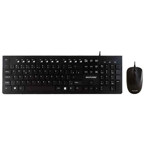 Kit Multi Teclado e Mouse Com fio Slim, 1200 DPI, Conexão USB - TC240