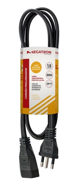 Extensão Cabo Pp 3x2,50mm 1,5 Metros Preta 419