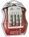 Carregador de Pilhas Mox CP51 c/2 pilhas AA 2700mAh.
