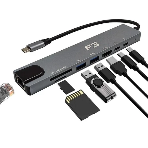 Hub Usb-c Tipo-c Para Hdmi Usb 3.0 Micro Lan - Jc-tyc-860 660