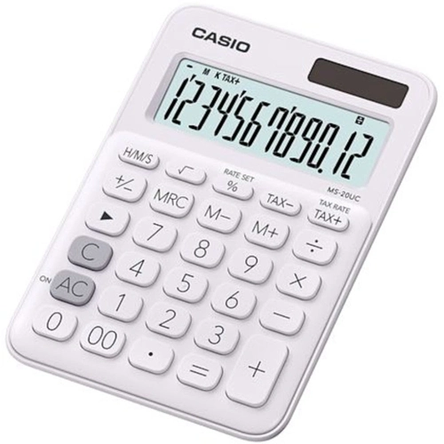 Calculadora de Mesa Casio 12 Dígitos Com Cálculo de Horas e Big Display Branca - Ms-20uc-we-n-dc
