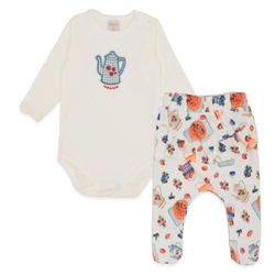 Conjunto Body Manga Longa Bordado e Mijão Babadinho Suedine Feminino - Picnic