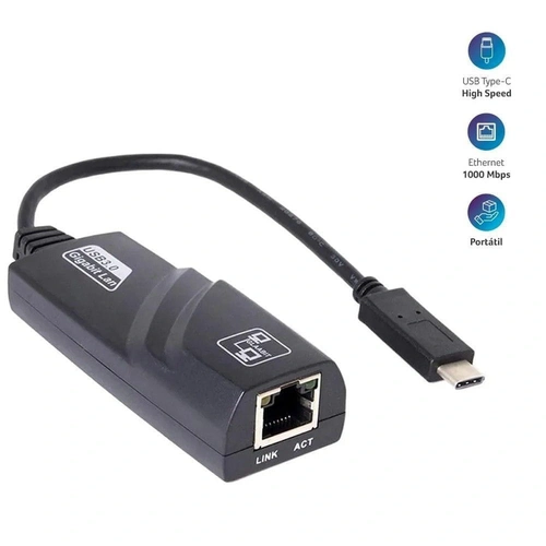 Adaptador Usb Tipo C Para Rj45 Wi423 Multilaser