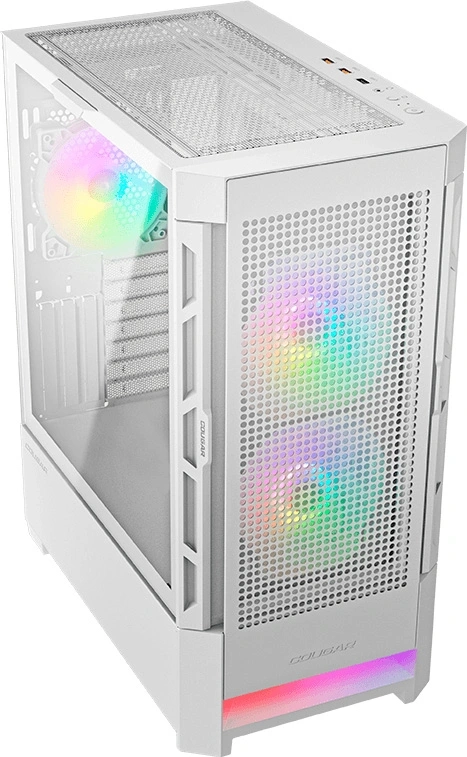 Gabinete Gamer Cougar Air Face RGB, Mid Tower,  Lateral de Vidro Temperado, 3 fans, Branco - 385ZD10.0005
