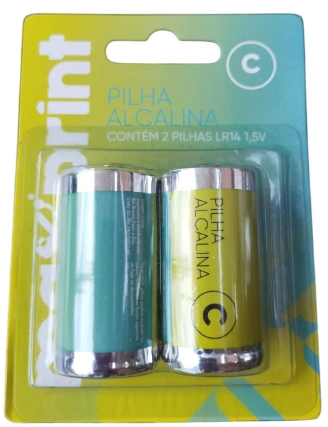 Pilha C média Maxprint c/2 unid. Alcalina