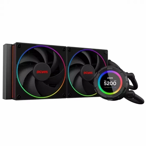 Water Cooler 240mm Pcyes Vision Black Vulcan - Tela LCD 2,1 - Vs240bv