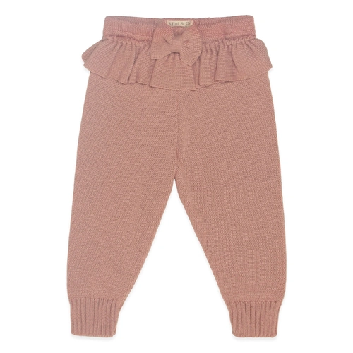 Calça com Laço e Babado Tricot Feminina - Rosa