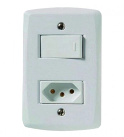 ESPELHO C/ 1 TECLA SIMPLES E 1 TOMADA