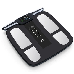 Balança Inteligente Bioimpedância Digital Corporal Relaxshop Bio Ultra Preta c/ Eletrodos – 55 Análises, Bluetooth
