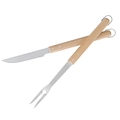 Kit Churrasco Garfo e Faca Cabo Madeira Longo Inox Alta Qualidade Grillrelax