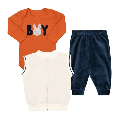 Trijunto Body + Colete Alpaca + Calça Pelinho Laranja Tileesul - Masculino