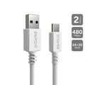 Cabo para Celular Tablet Carregamento Usb a 2.0 m P/ Usb Tipo-c - Branco - 2 Mts - Puacb-02